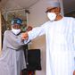 Former Lagos governor, Bola Tinubu (left), with President Muhammadu Buhari [Presidency]
