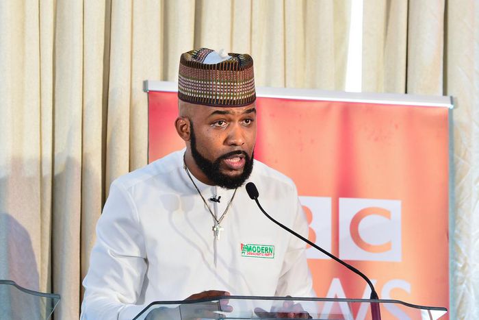 Olubankole Wellington (Banky W) of the Modern Democratic Party (MDP) at a debate for candidates contesting for the Eti-Osa constituency seat in the House of Representatives