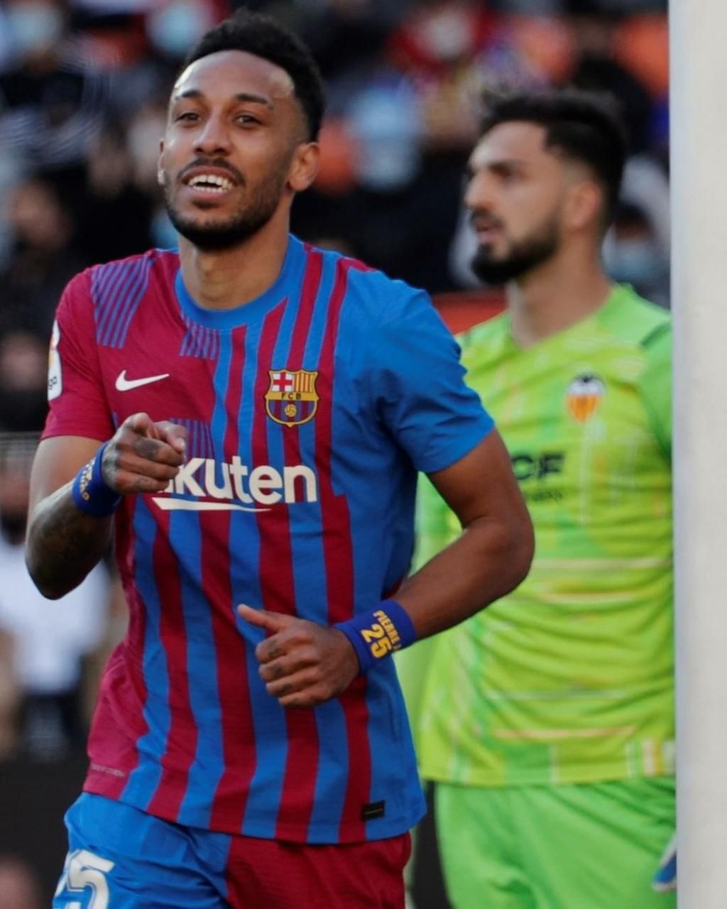 Aubameyang scored his first goal for Barcelona against Valencia
