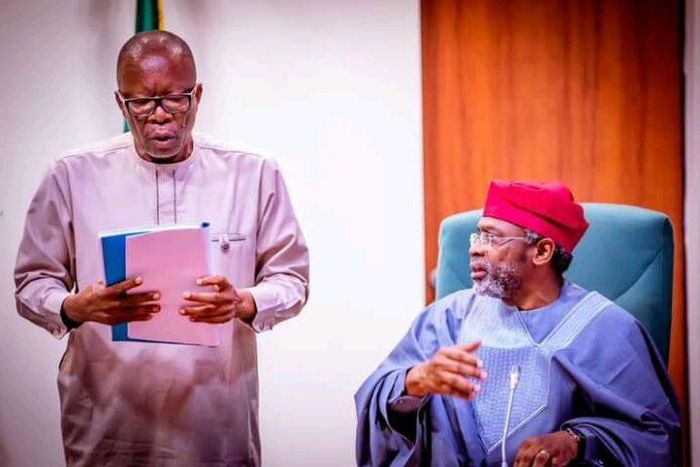 ASUU President, Prof Emmanuel Osodoke and Speaker of the House of Reps, Femi Gbajabiamila (SkyDaily)