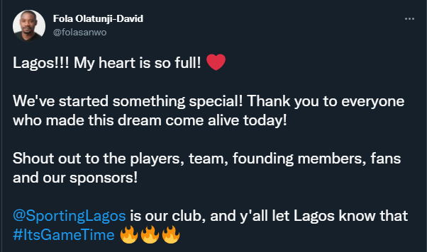 Sporting Lagos Twitter Reactions