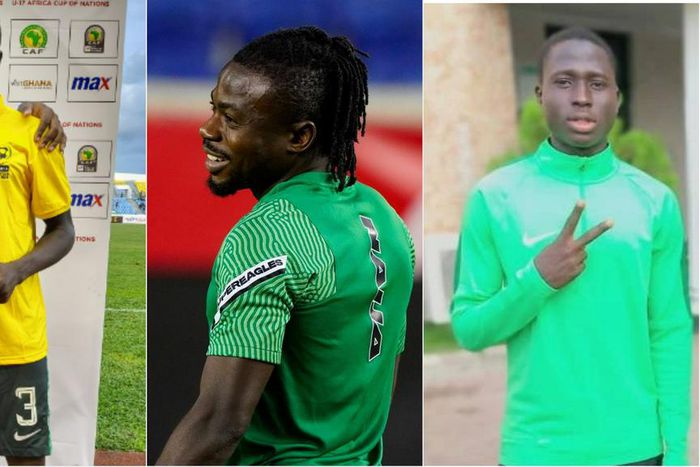 Golden Eaglets Emmanuel Michael thanks Moses Simon after scoring free kick against Ghana