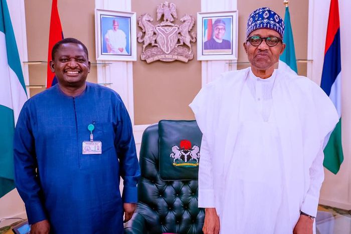 Femi Adesina with former President Muhammadu Buhari [Presidency]