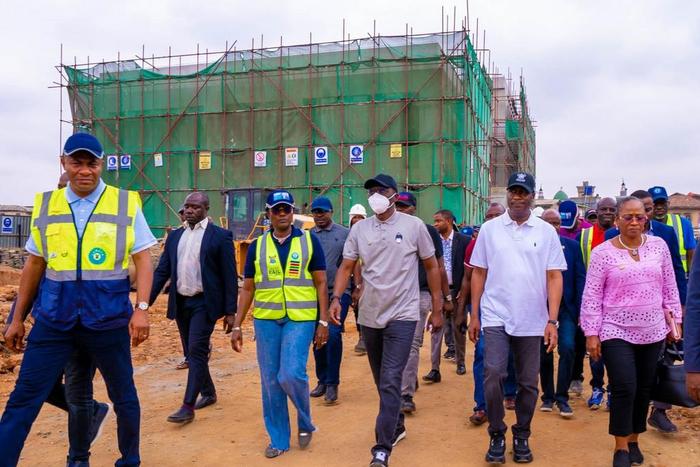 L-R: Director, Rail Transportation, Lagos Metropolitan Area Transport Authority (LAMATA), Mr Olasunkanmi Okusaga; Managing Director, LAMATA, Mrs Abimbola Akinajo; Lagos State Gov. Babajide Sanwo-Olu; his Deputy, Dr. Obafemi Hamzat and Special Adviser t...