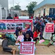 Families of train victims protest at transportation ministry. (TheCable)