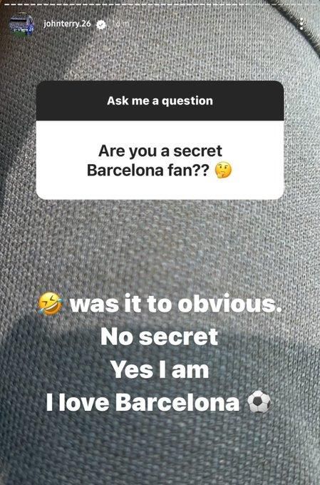 Reactions as Chelsea icon John Terry confesses love for Barcelona