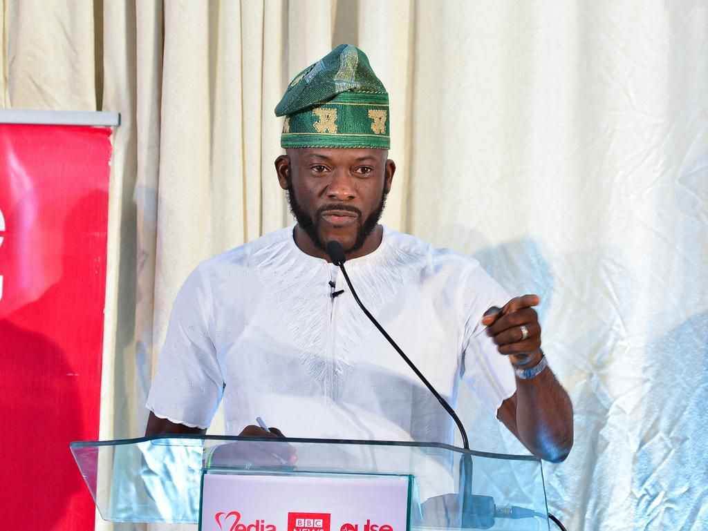 Babajide Obanikoro of the All Progressives Congress (APC) at a debate for candidates contesting for the Eti-Osa constituency seat in the House of Representatives