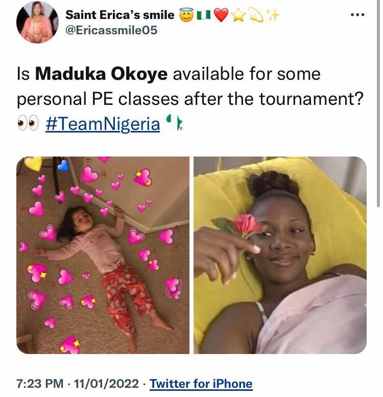 Another female fan enquires about Maduka Okoye's availability for exclusive gym sessions