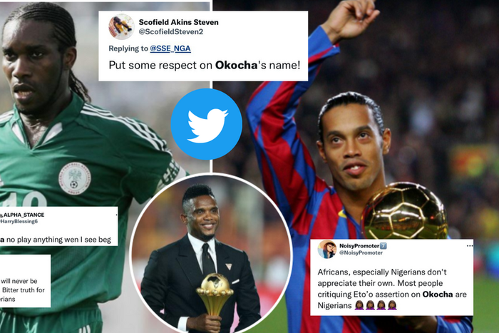 Nigerians have reacted to Samuel Eto'o's claim that Okocha and Ronaldinho were on the same level in their playing days