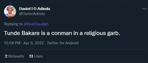 2023: Nigerians pounce on Tunde Bakare after declaring for presidency