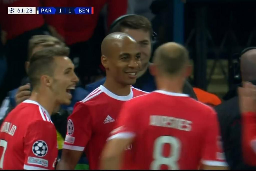 Joao Mario equalized for Benfica from the spot against PSG