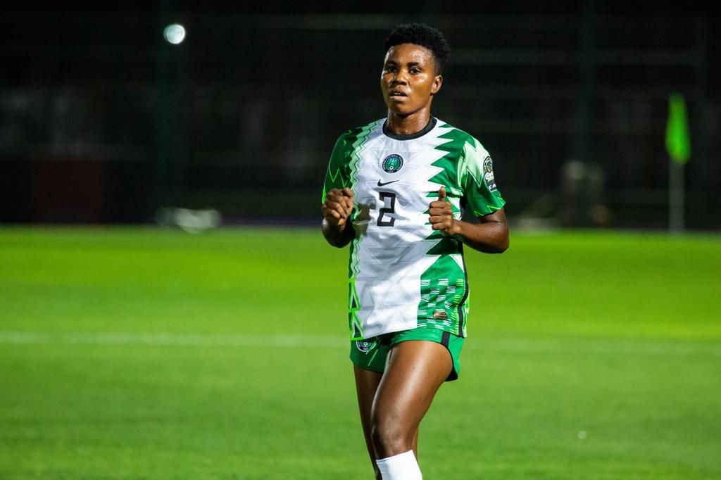Gift Monday nearly won Nigeria the semifinal against Morocco but was unlucky as her effort it the crossbar