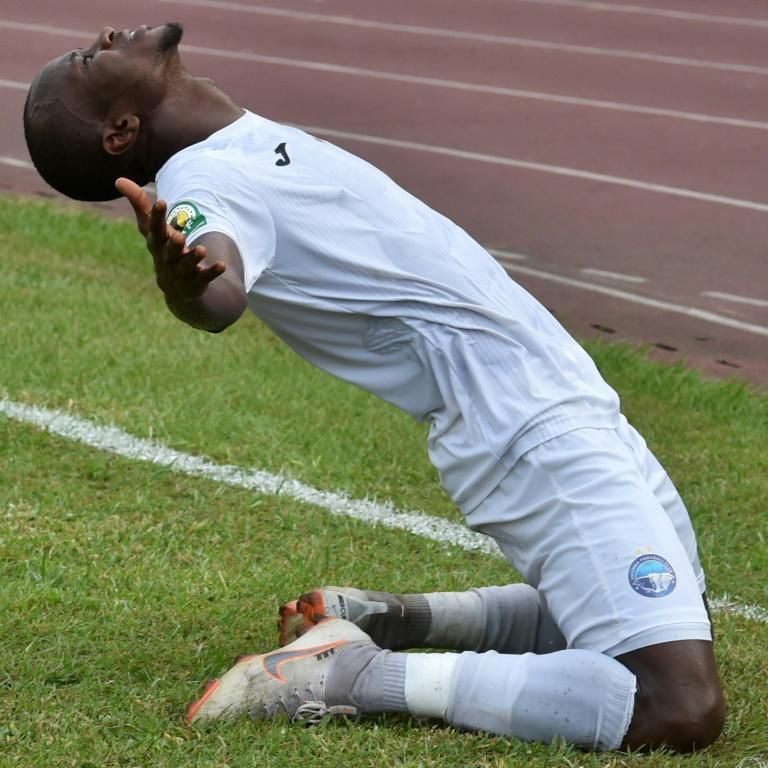 Victor Mbaoma celebrates an Enyimba goal in a 2020 CAF Confederation Cup match