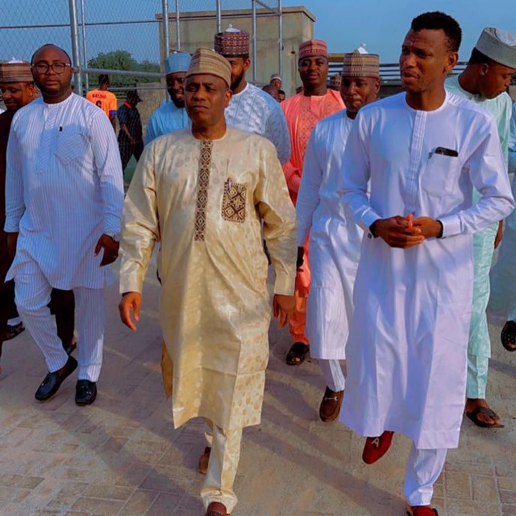 Shehu Abdullahi and Sokoto State Governor Aminu Tambuwal unveil Sports Center