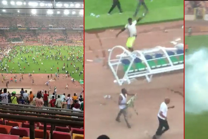 Viral video of Nigerians raiding the Moshood Abiola National Stadium minutes after the full-time whistle in Abuja