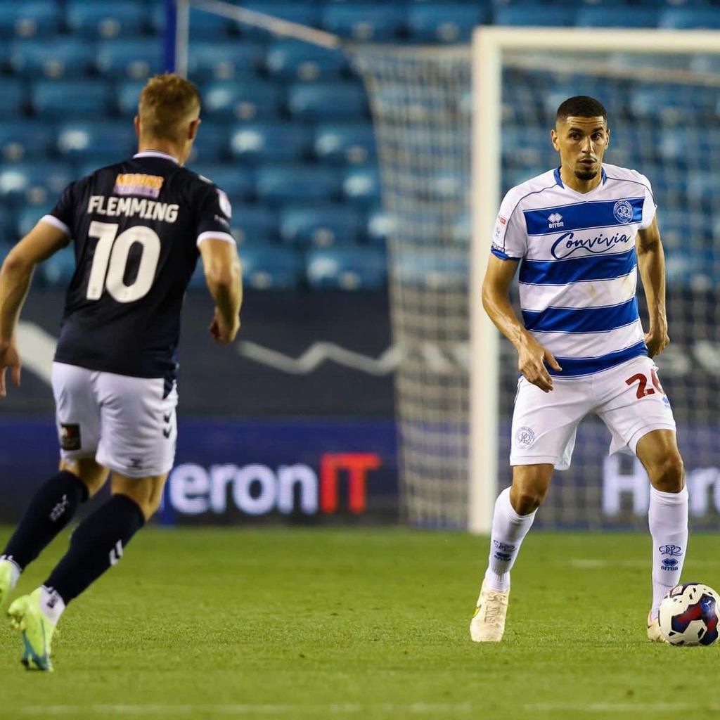 Leon Balogun on the ball for QPR against Millwall.