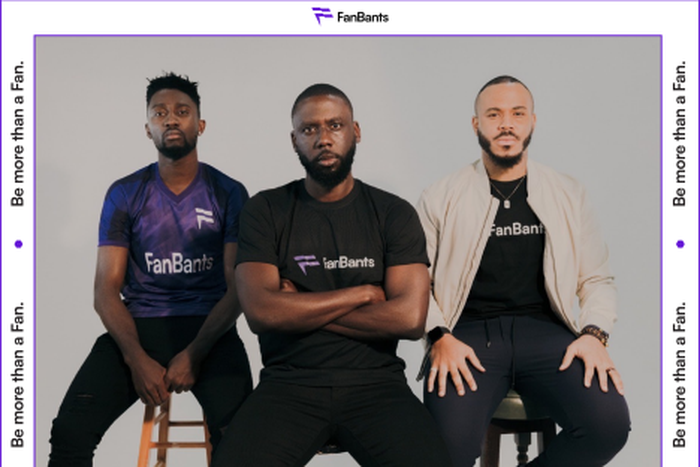 Fanbants Fola Folowosele is flanked on either side by Wilfred Ndidi (L) and ex-BBN housemate Ozo