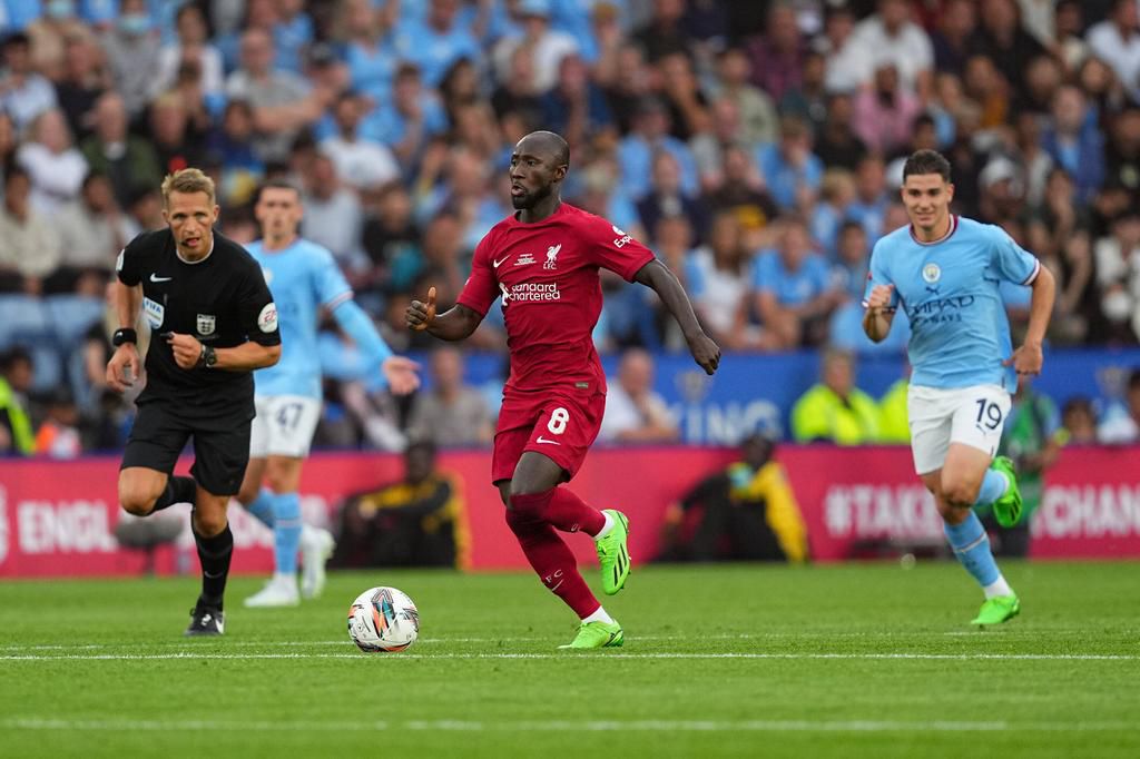 Naby Keita featured for Liverpool in their  FA Community Shield match against Manchester City