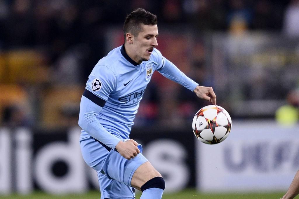 Stevan Jovetic playing for Manchester City