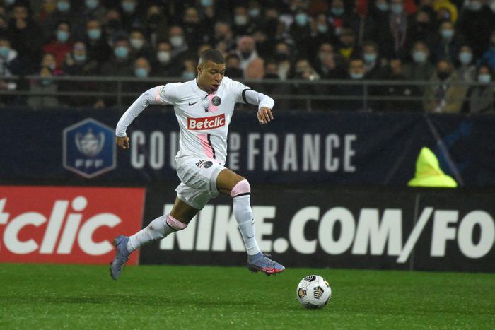 Paris Saint-Germain's French forward Kylian Mbappe scored a hat-trick against Vannes in the French Cup last 32.