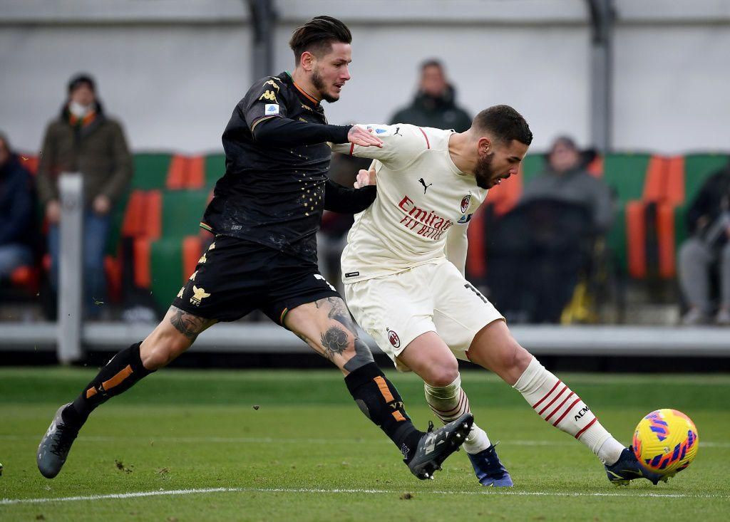 Theo Hernandez (R) has scored four times in Serie A for AC Milan this season