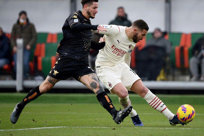 Theo Hernandez (R) has scored four times in Serie A for AC Milan this season