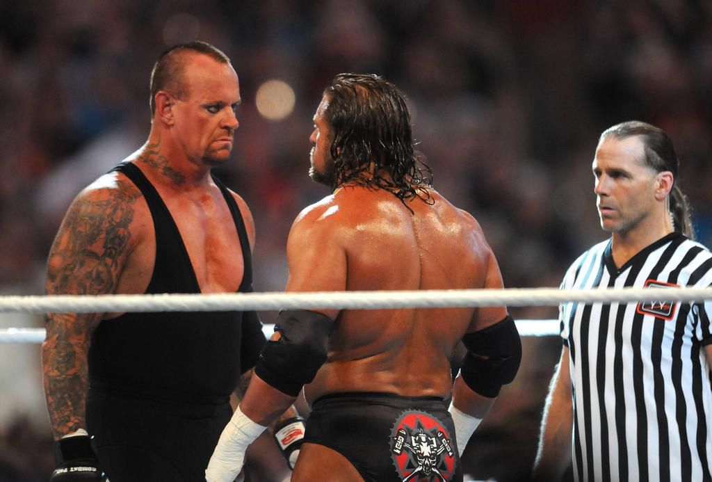 (From Left to Right) Undertaker, Triple H and Shawn Michaels at Wrestlemania 28