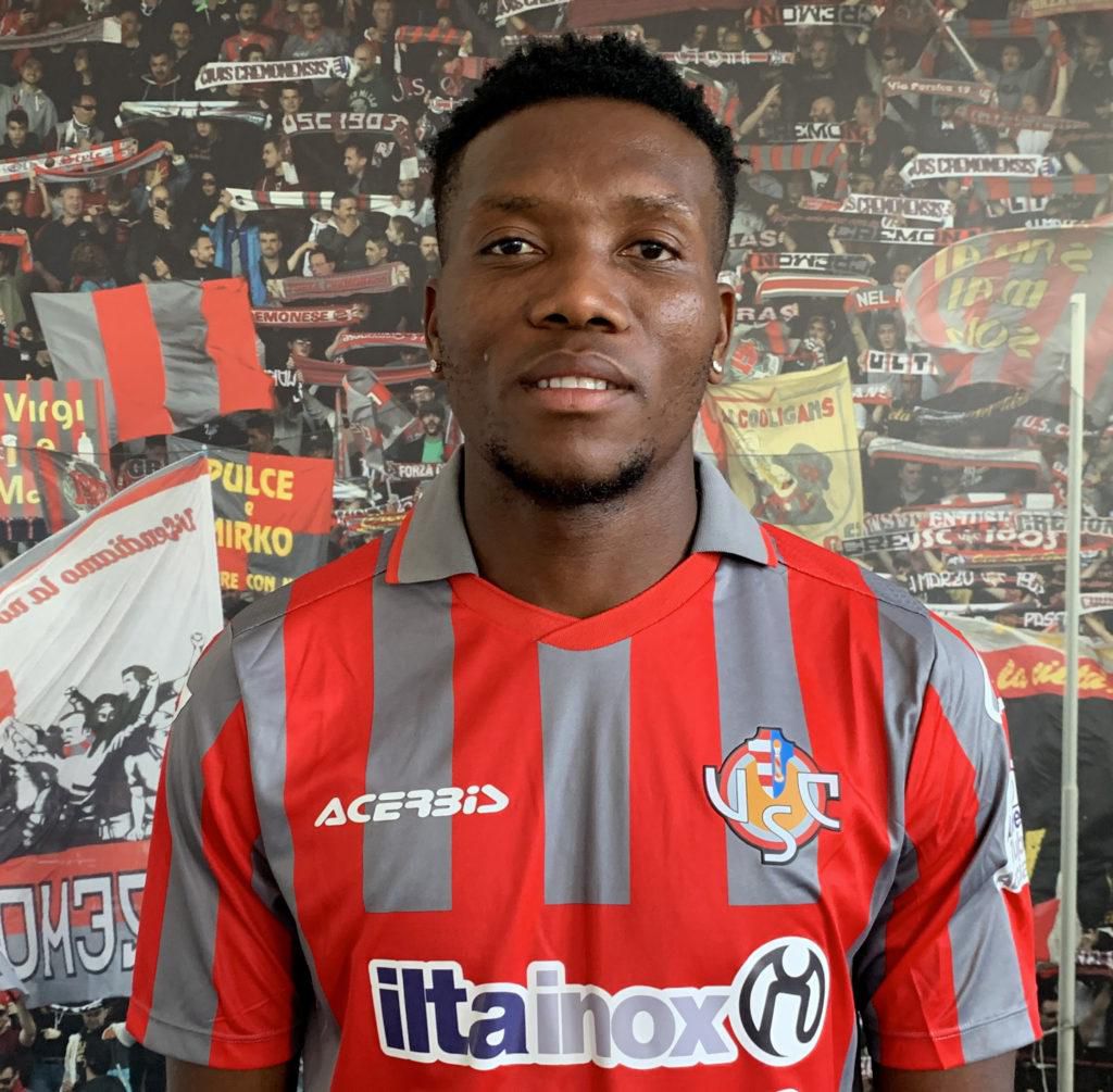David Okereke sports the colours of his new club.