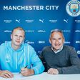 Erling Haaland at the Etihad for his Manchester City unveiling