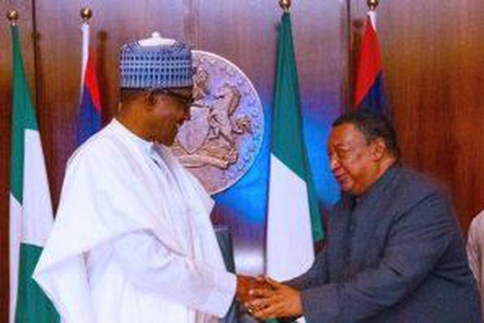 The late OPEC Secretary General, Dr Mohammed Barkindo during his meeting with President Muhammadu Buhari on Tuesday in Abuja.