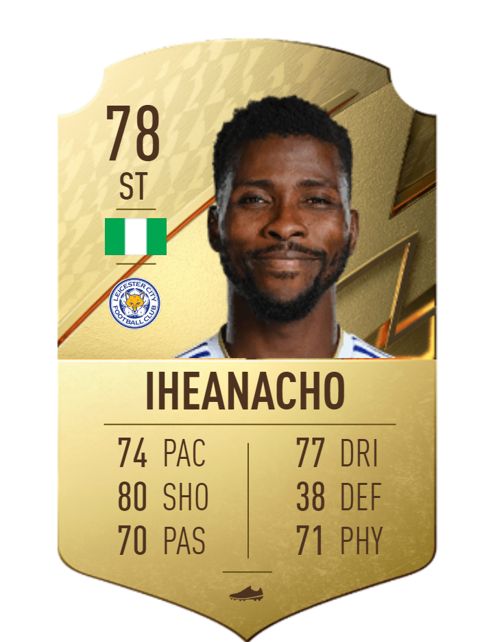 Iheanacho FIFA 22 Card (Futbin)