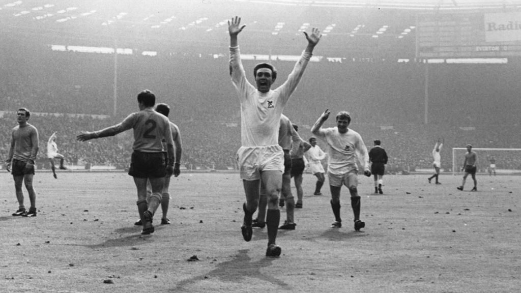Jeff Astle celebrates after scoring the winner in the 1968 FA Cup final