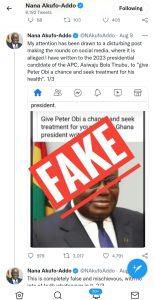 Fact-check: Ghanaian President didn’t ask Tinubu to give Peter Obi a chance