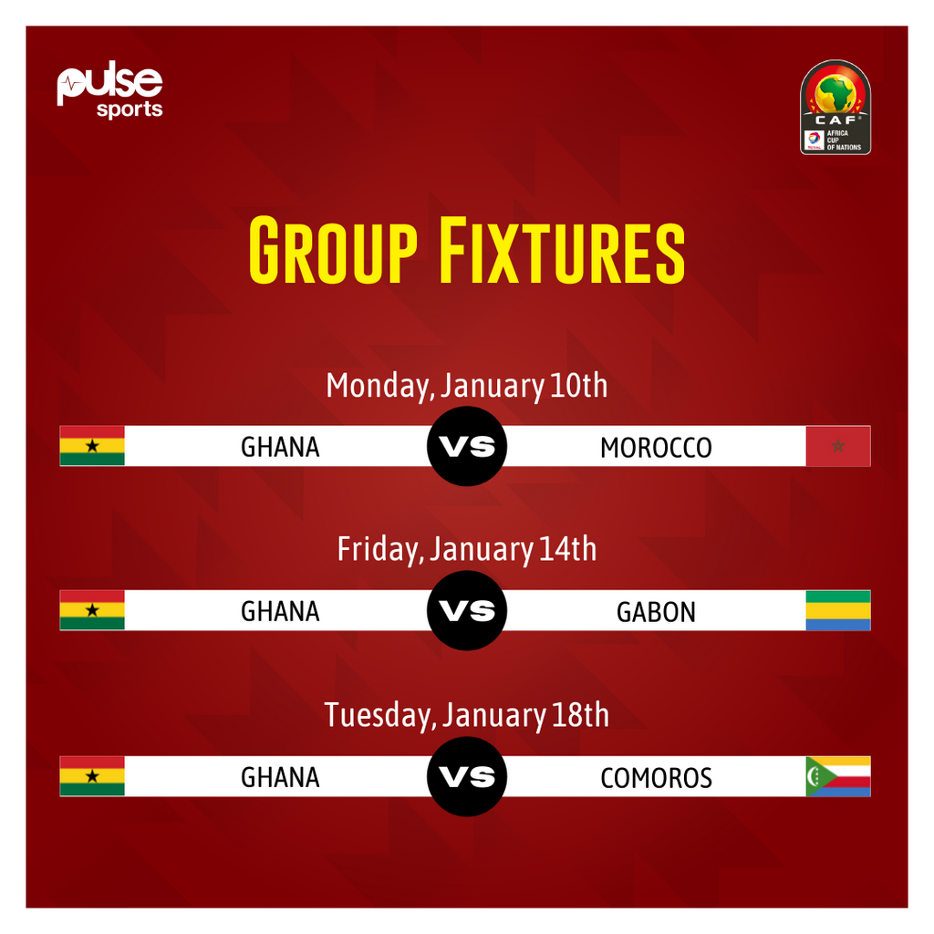 Ghana AFCON fixtures