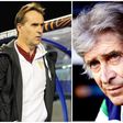 Julen Lopetegui of Sevilla and Real Betis boss Manuel Pellegrini.