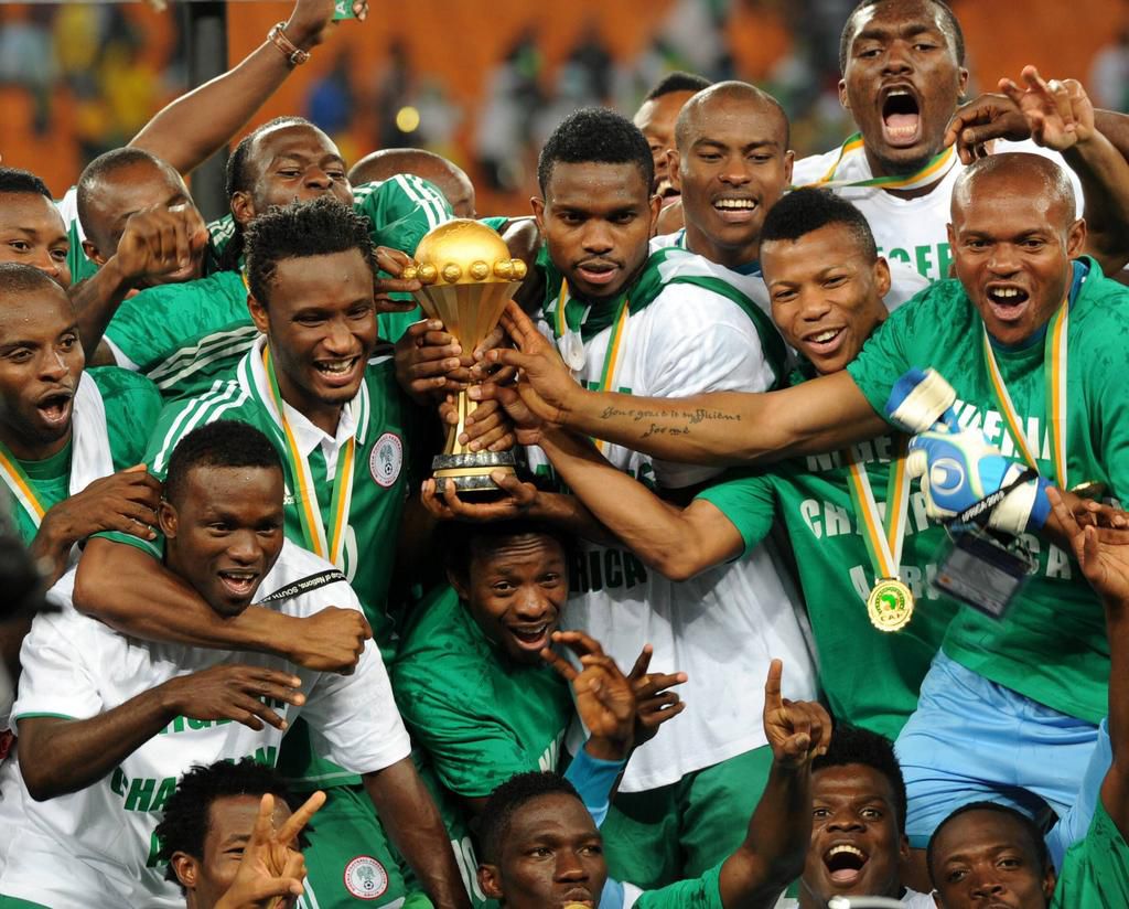 Nigeria celebrate winning the 2013 Africa Cup of Nations in South Africa