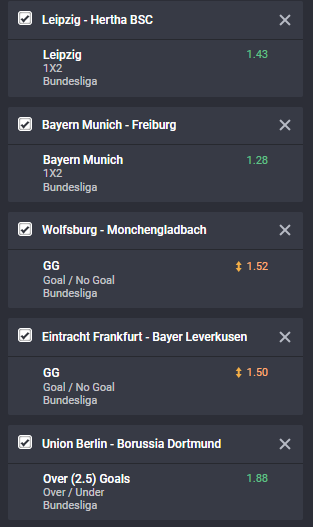 Bet9ja accumulator on Bundesliga