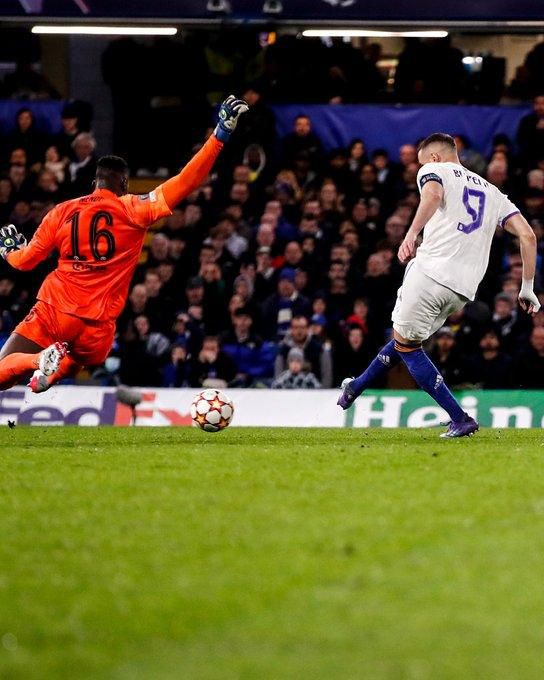 Benzema scored three goals past Mendy as Real Madrid beat Chelsea at Stamford Bridge
