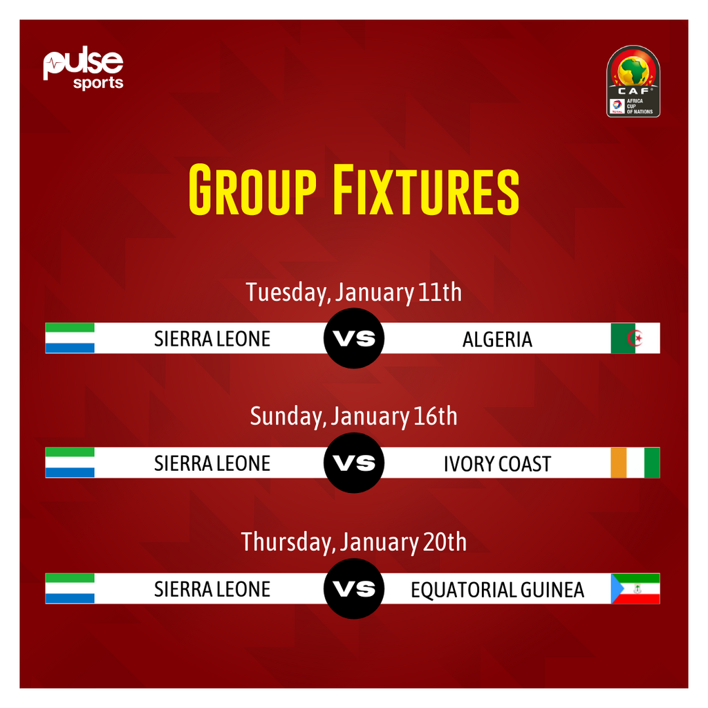 SIERRA LEONE AFCON FIXTURES