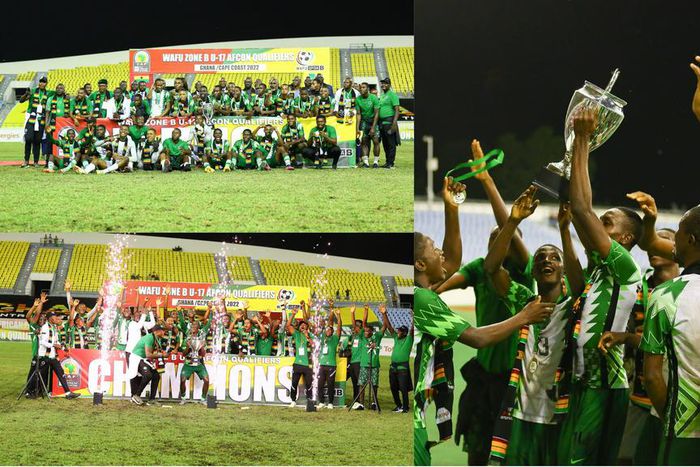 Golden Eaglets celebrate WAFU U-17 triumph with Ghanaian Kente dress