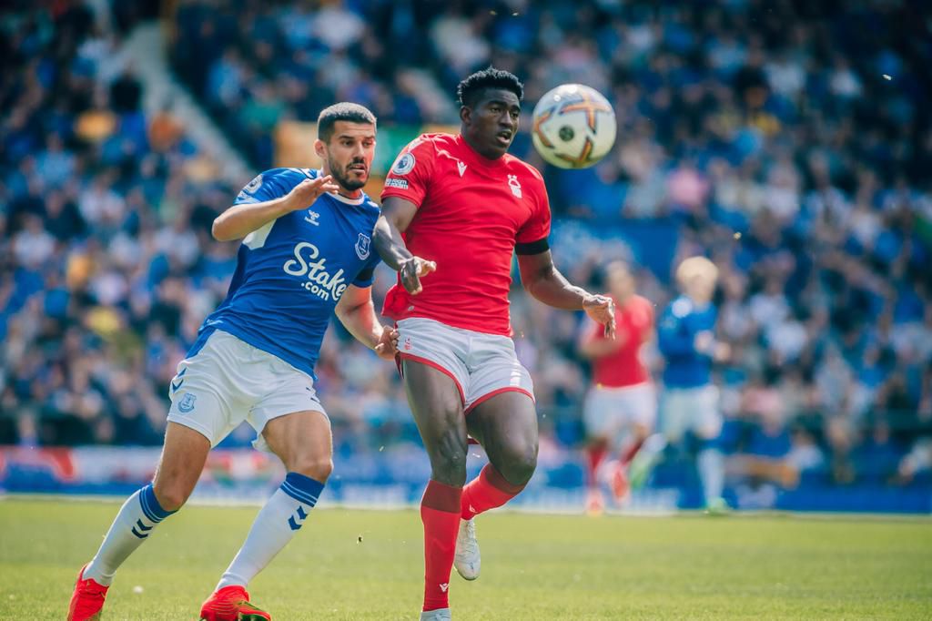 Taiwo Awoniyi gave way for Nottingham Forest's record signing Morgan Gibbs-White in the 61st minute against Everton