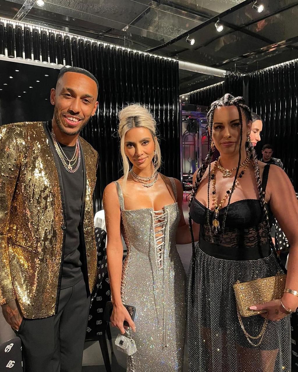 Chelsea star Aubameyang teams up with Kim Kardashian in Milan [Photos]
