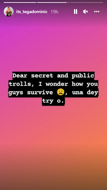 BBNaija's Tega mocks online bullies