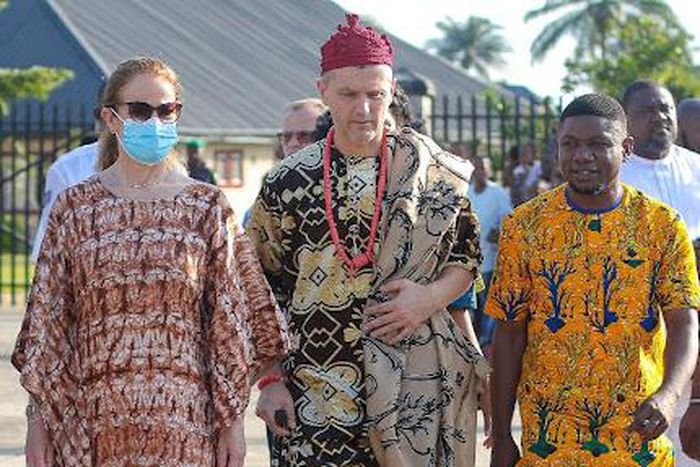 L-R: Ms. Elizabeth Ulla Muller, United Nations Resident Representative on population fund in Nigeria; His Excellency, Ambassador Sune Krogstrup, Danish Ambassador to Nigeria, and David Emmanuel Umem. Founder/ CEO, African Children's Aid Education and D...