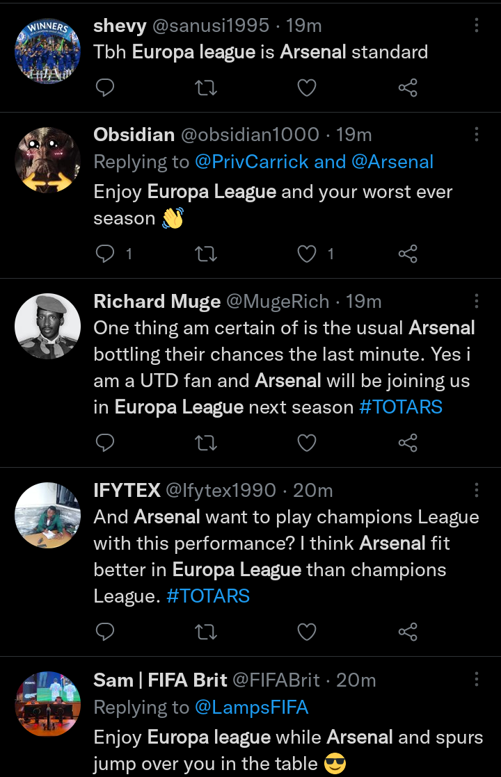 Arsenal heading for the Europa League after 3-0 loss to Tottenham Hotspur