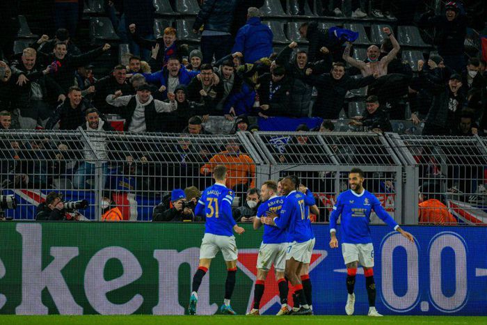 John Lundstram celebrates after putting Ranges 3-0 up in Dortmund