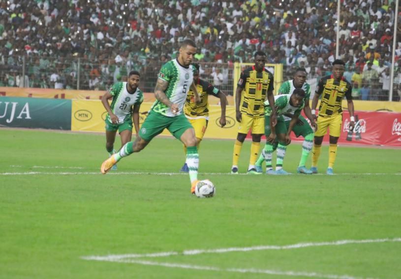 Ekong scored a penalty for the Super Eagles of Nigeria against Ghana [Pooja]