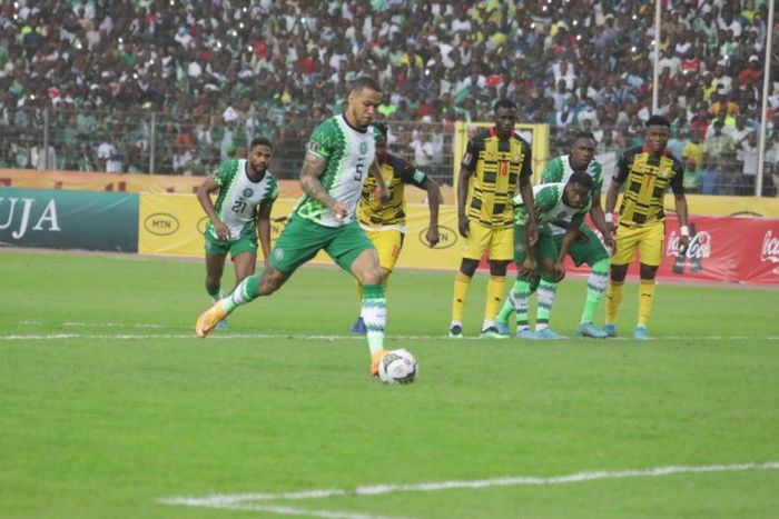 Ekong scored a penalty for the Super Eagles of Nigeria against Ghana [Pooja]