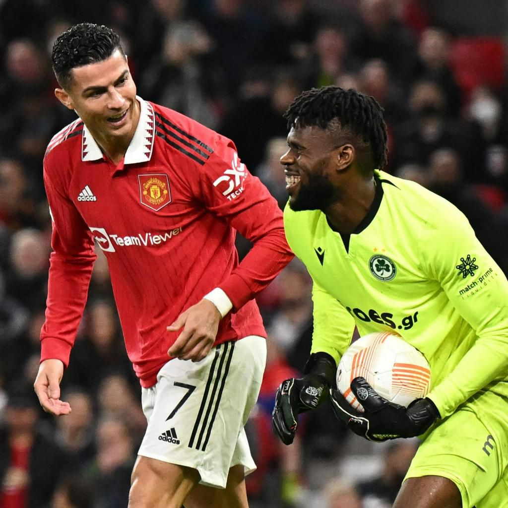 Francis Uzoho stops Ronaldo in Manchester United’s 1-0 win against Omonia Nicosia