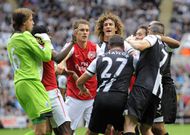 Gervinho responded to Barton's aggression with a slap that got him sent off